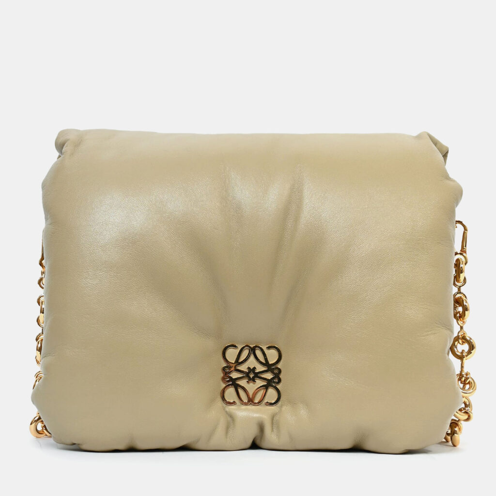Loewe 2022 Sage Green Leather Goya Chain Shoulder Bag