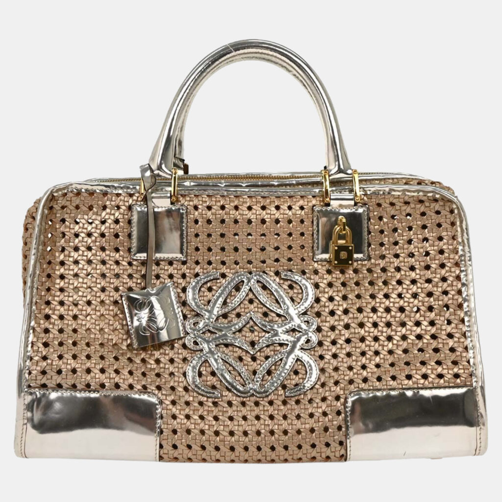 Loewe Silver Leather Amazona 36 Handbag Loewe Silver Leather Amazona 36 Handbag