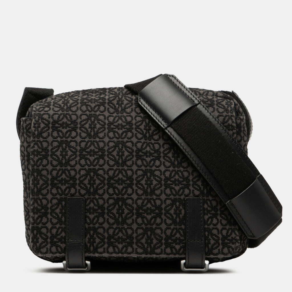 Loewe Black XS Anagram Canvas Military Messenger Bag Loewe Black XS Anagram Canvas Military Messenger Bag