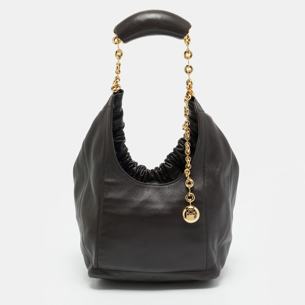 Loewe Squeeze Small Choco Brown Leather Shoulder Bag Loewe Squeeze Small Choco Brown Leather Shoulder Bag