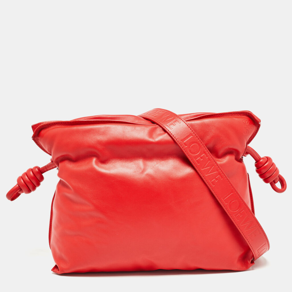 Loewe Red Leather Medium Flamenco Clutch Bag Loewe Red Leather Medium Flamenco Clutch Bag
