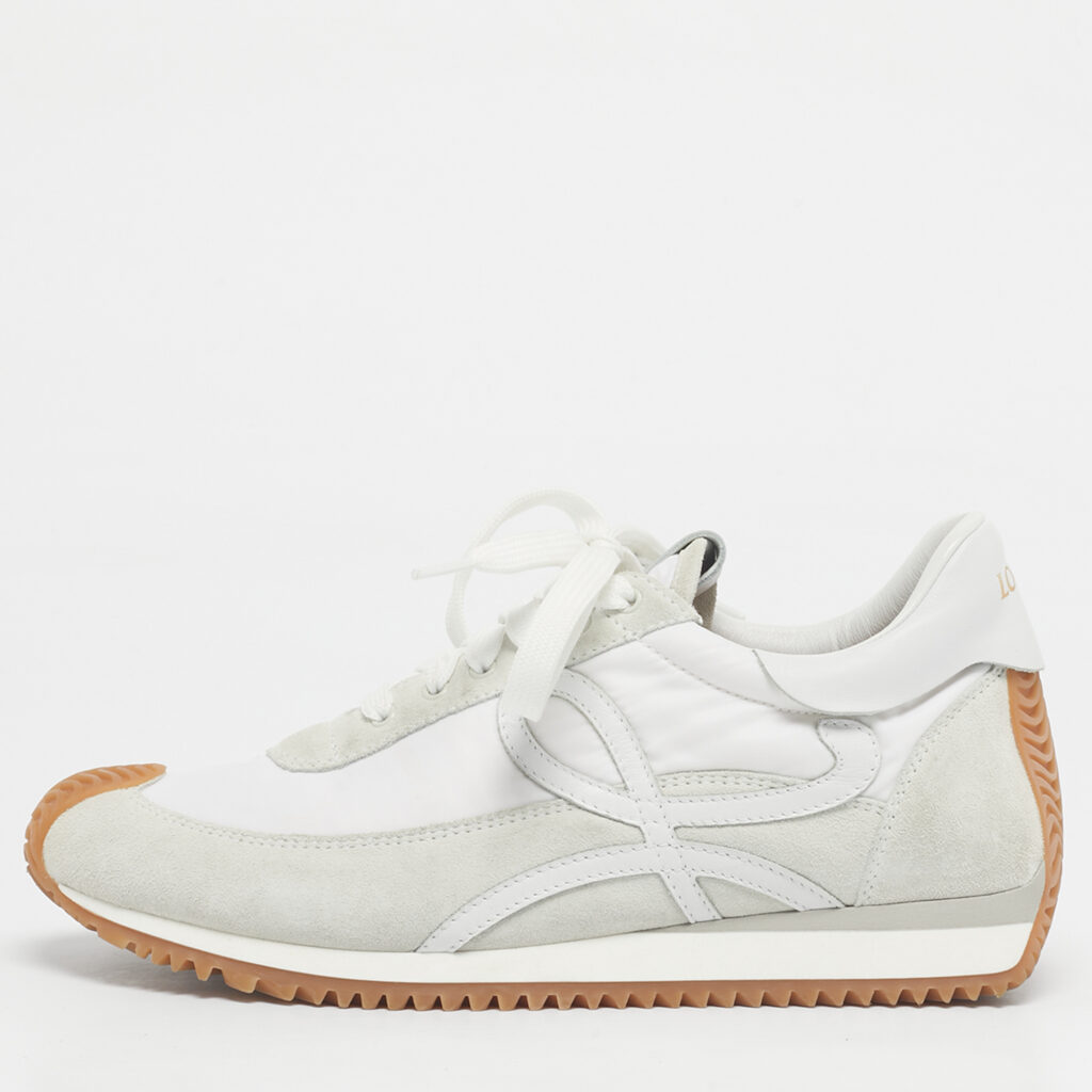 Loewe White Fabric, Suede and Leather Flow Low Top Sneakers Size 39 Loewe White Fabric, Suede and Leather Flow Low Top Sneakers Size 39