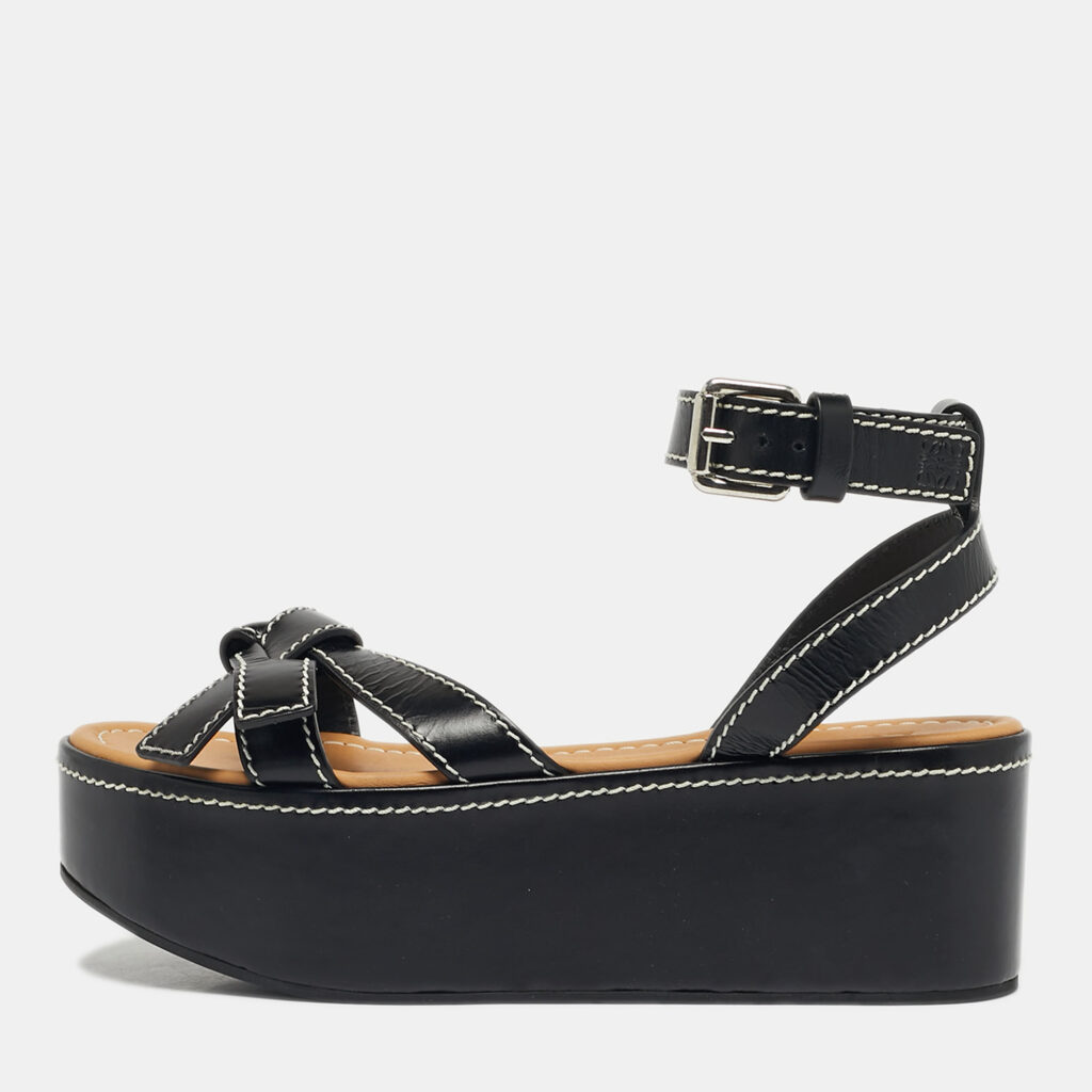 Loewe Black Leather Gate Platform Sandals Size 39 Loewe Black Leather Gate Platform Sandals Size 39
