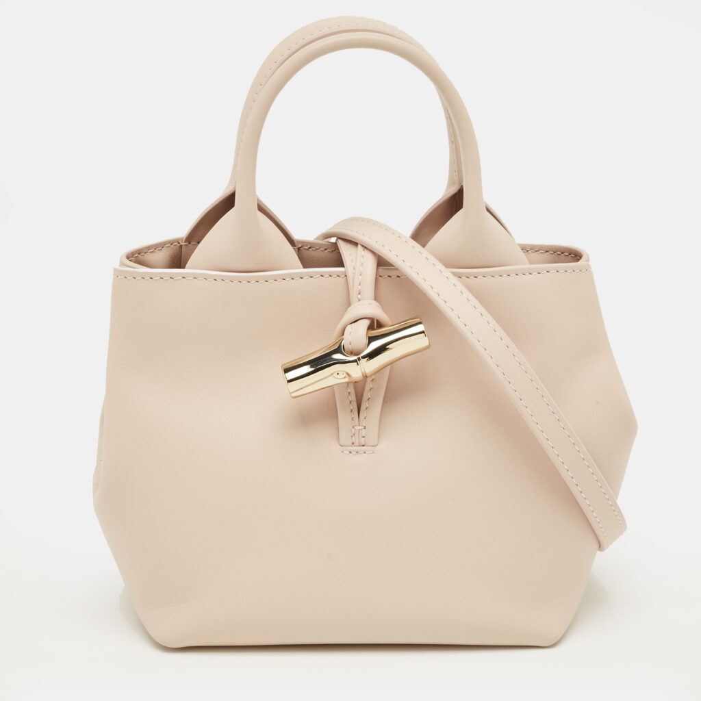 Longchamp Light Pink Leather XS Le Roseau Tote Longchamp Light Pink Leather XS Le Roseau Tote