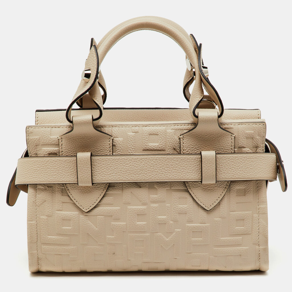 Longchamp Beige Embossed Leather Small La Voyageuse Tote Longchamp Beige Embossed Leather Small La Voyageuse Tote