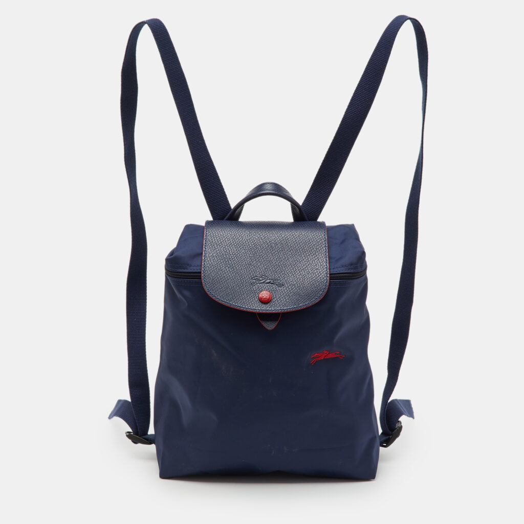 Longchamp Navy Blue Nylon and Leather Le Pliage Club Backpack Longchamp Navy Blue Nylon and Leather Le Pliage Club Backpack