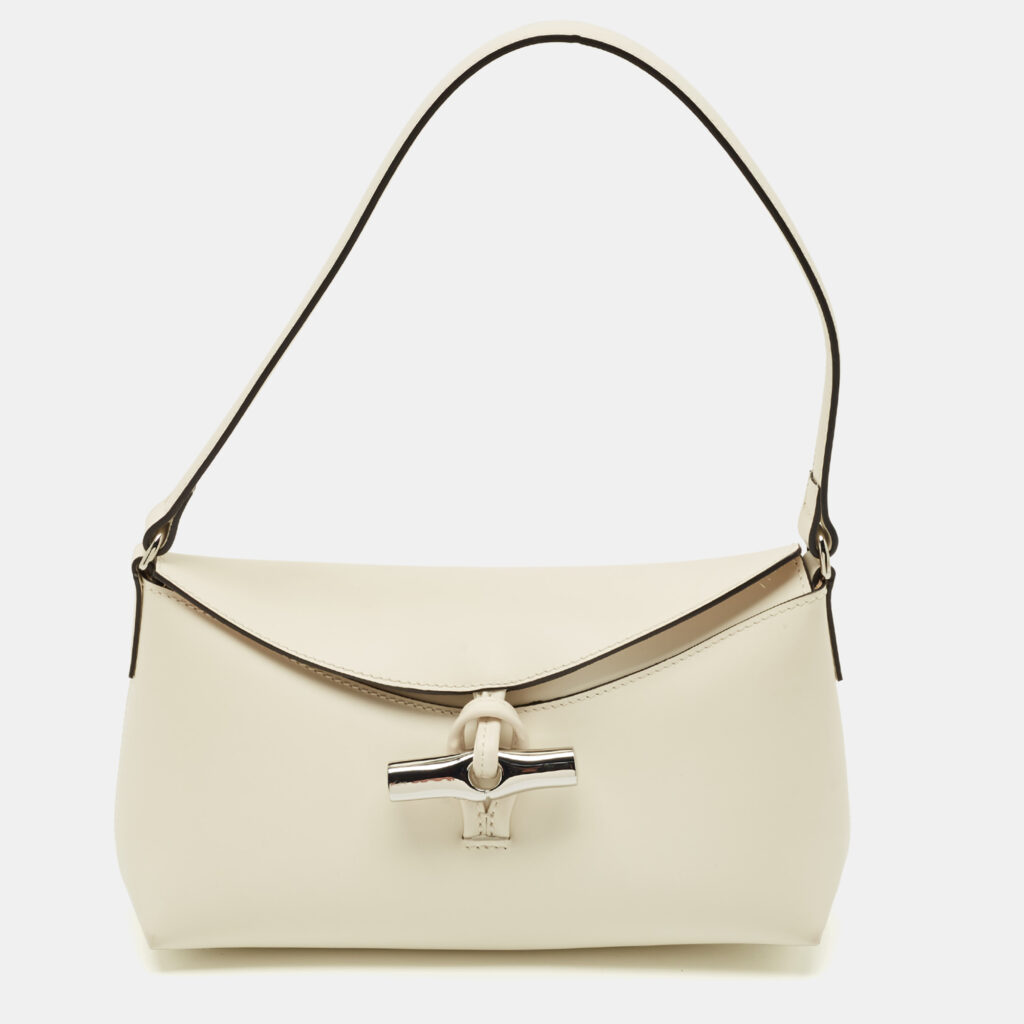 Longchamp Off White Leather Le Roseau Shoulder Bag Longchamp Off White Leather Le Roseau Shoulder Bag