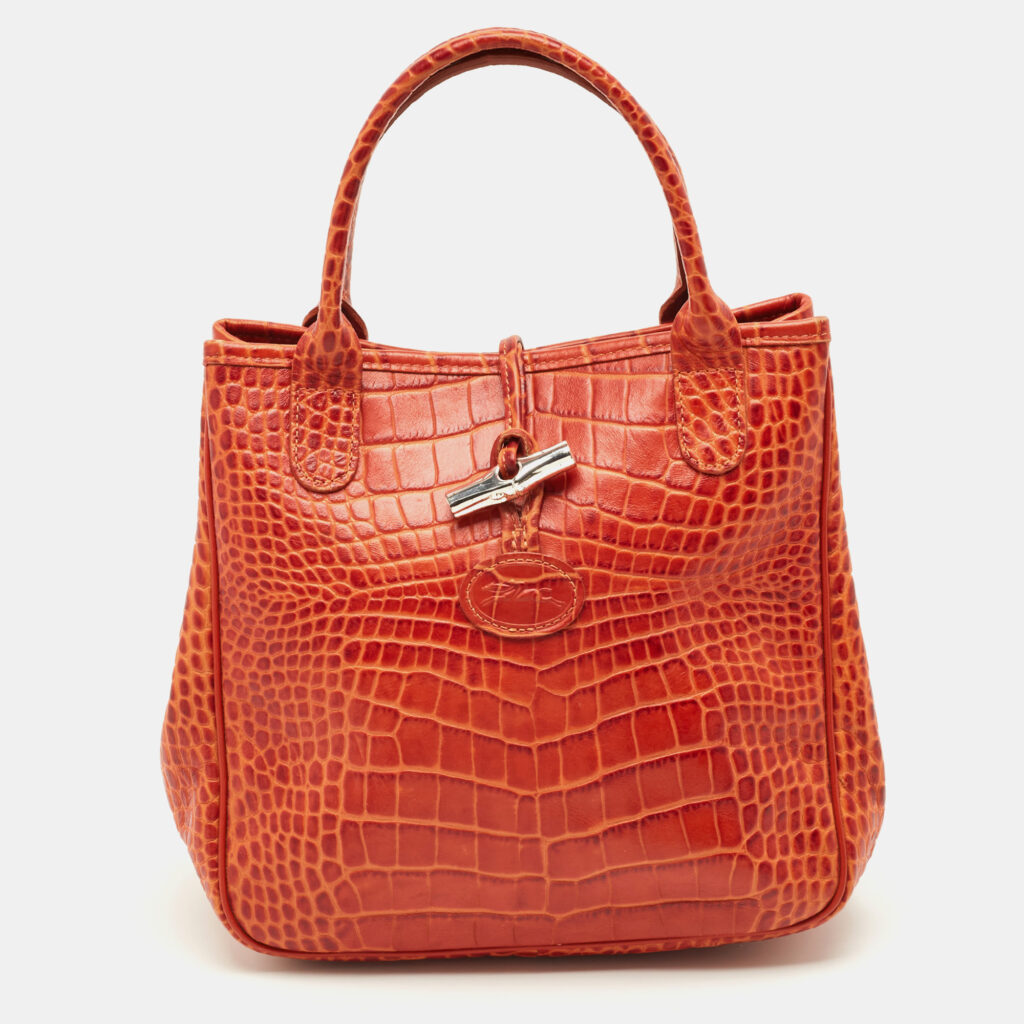 Longchamp Roseau Mini Croc Embossed Leather Tote Longchamp Roseau Mini Croc Embossed Leather Tote