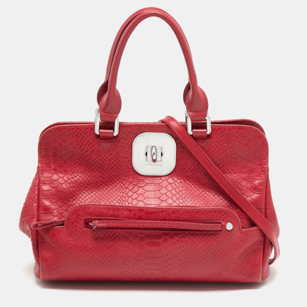 Longchamp Red Croc Embossed LeatherTote Longchamp Red Croc Embossed LeatherTote