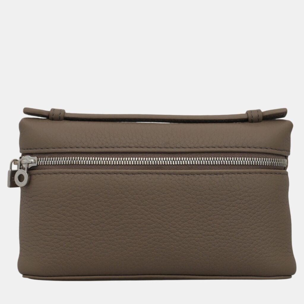 Loro Piana Warm Mastic Calfskin Leather Extra Pocket Mini Pouch Bag Loro Piana Warm Mastic Calfskin Leather Extra Pocket Mini Pouch Bag