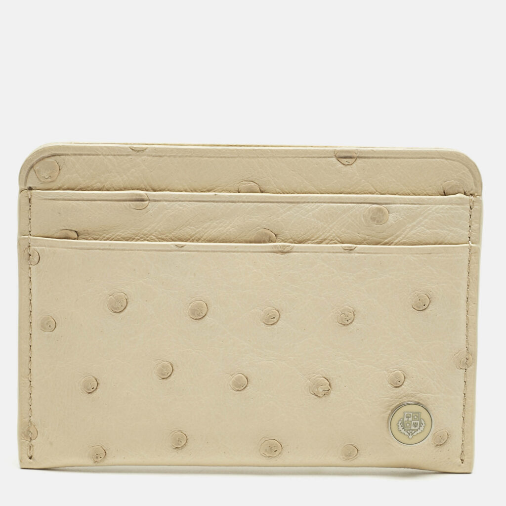 Loro Piana Cream Ostrich Crest Card Holder Loro Piana Cream Ostrich Crest Card Holder