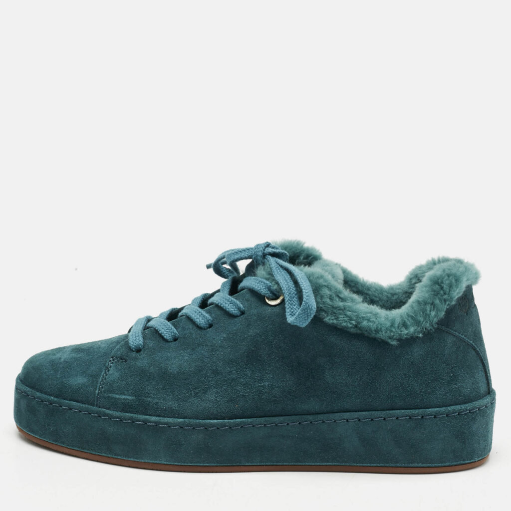 Loro Piana Teal Green Suede and Fur Winter Nuages Sneakers Size 36 Loro Piana Teal Green Suede and Fur Winter Nuages Sneakers Size 36