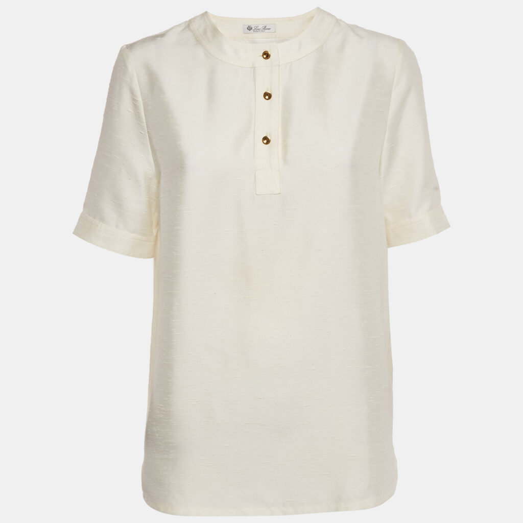 Loro Piana Cream Dupion Silk Jadyn Blouse S