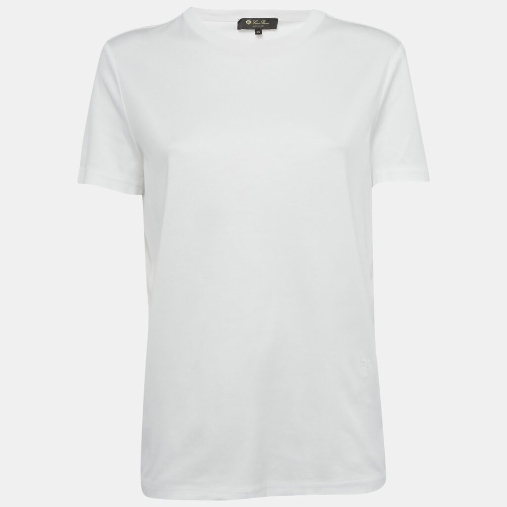 Loro Piana White Cotton Crew Neck T-Shirt L