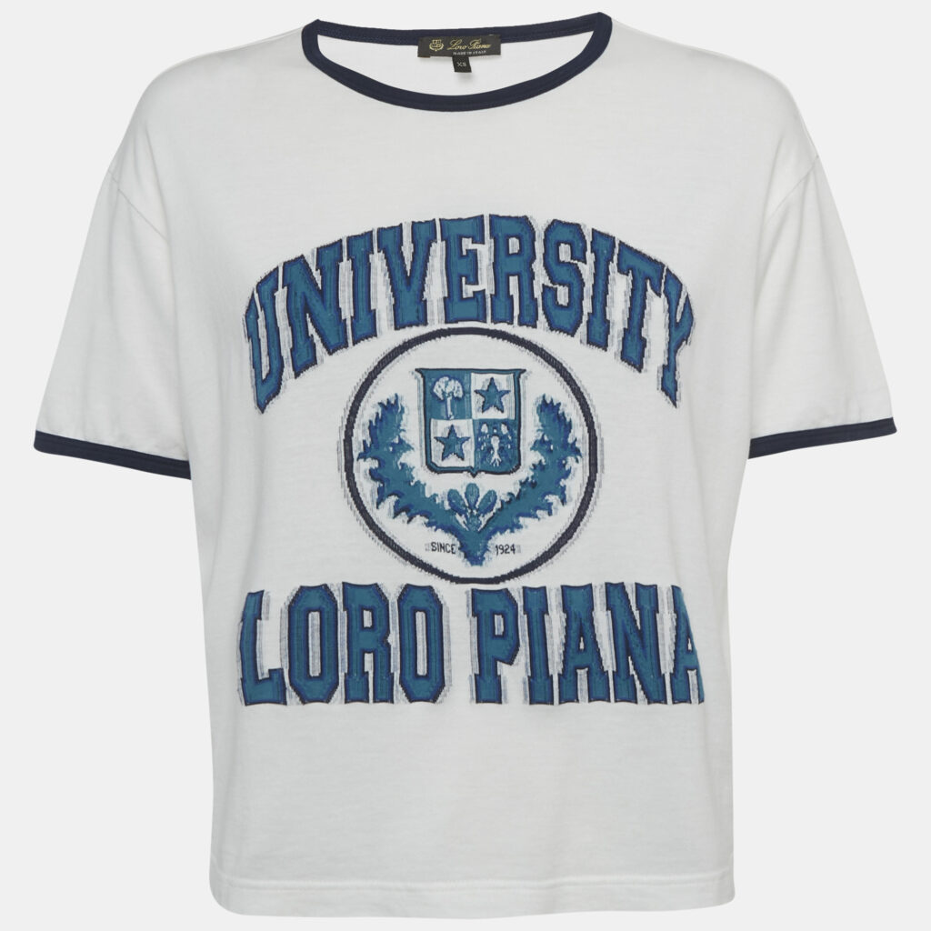 Loro Piana White Varsity Jersey T-Shirt XS Loro Piana White Varsity Jersey T-Shirt XS