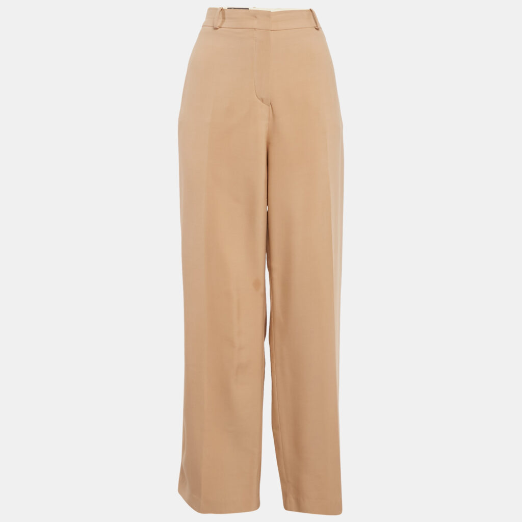 Loro Piana Beige Silk Wide-Leg Trousers L Loro Piana Beige Silk Wide-Leg Trousers L
