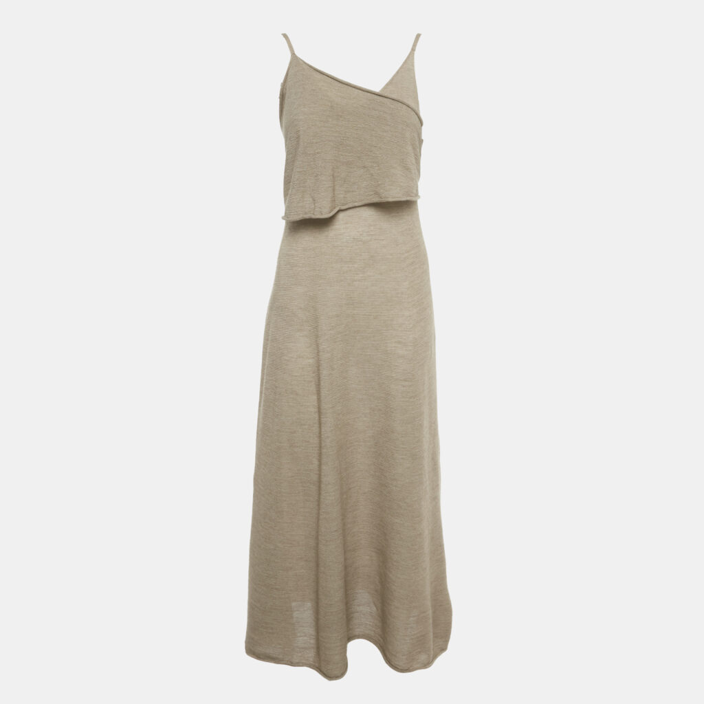 Loro Piana Beige Wool Blend Shoulder Wrap Maxi Skirt M