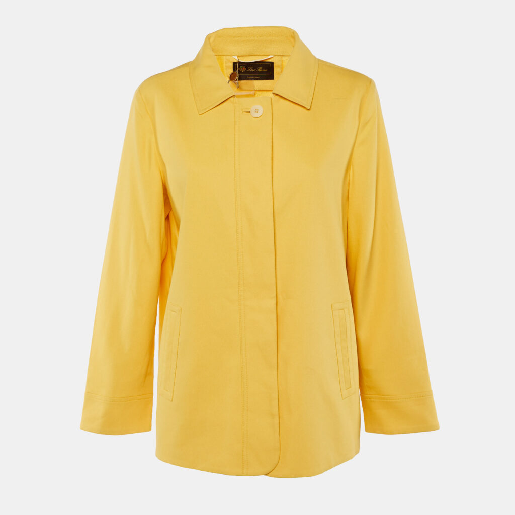 Loro Piana Yellow Cotton & Silk Button Front Jacket L Loro Piana Yellow Cotton & Silk Button Front Jacket L