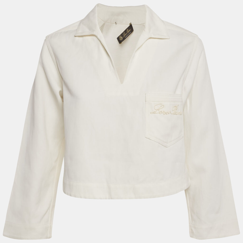 Loro Piana White Logo Embroidered Pocket Top S Loro Piana White Logo Embroidered Pocket Top S