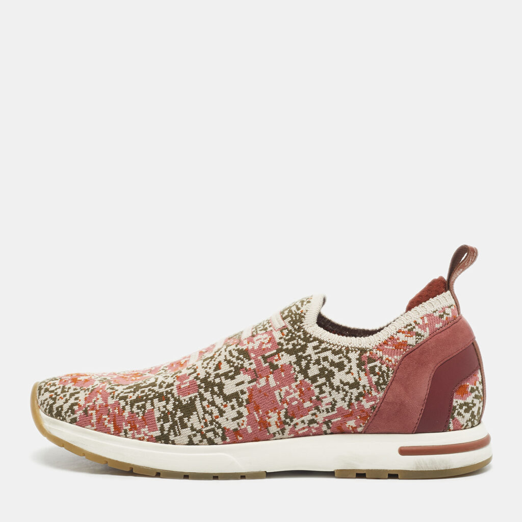 Loro Piana Multicolor Knit Fabric and Suede 360 LP Flexy Walk Slip On Sneakers Size 39 Loro Piana Multicolor Knit Fabric and Suede 360 LP Flexy Walk Slip On Sneakers Size 39
