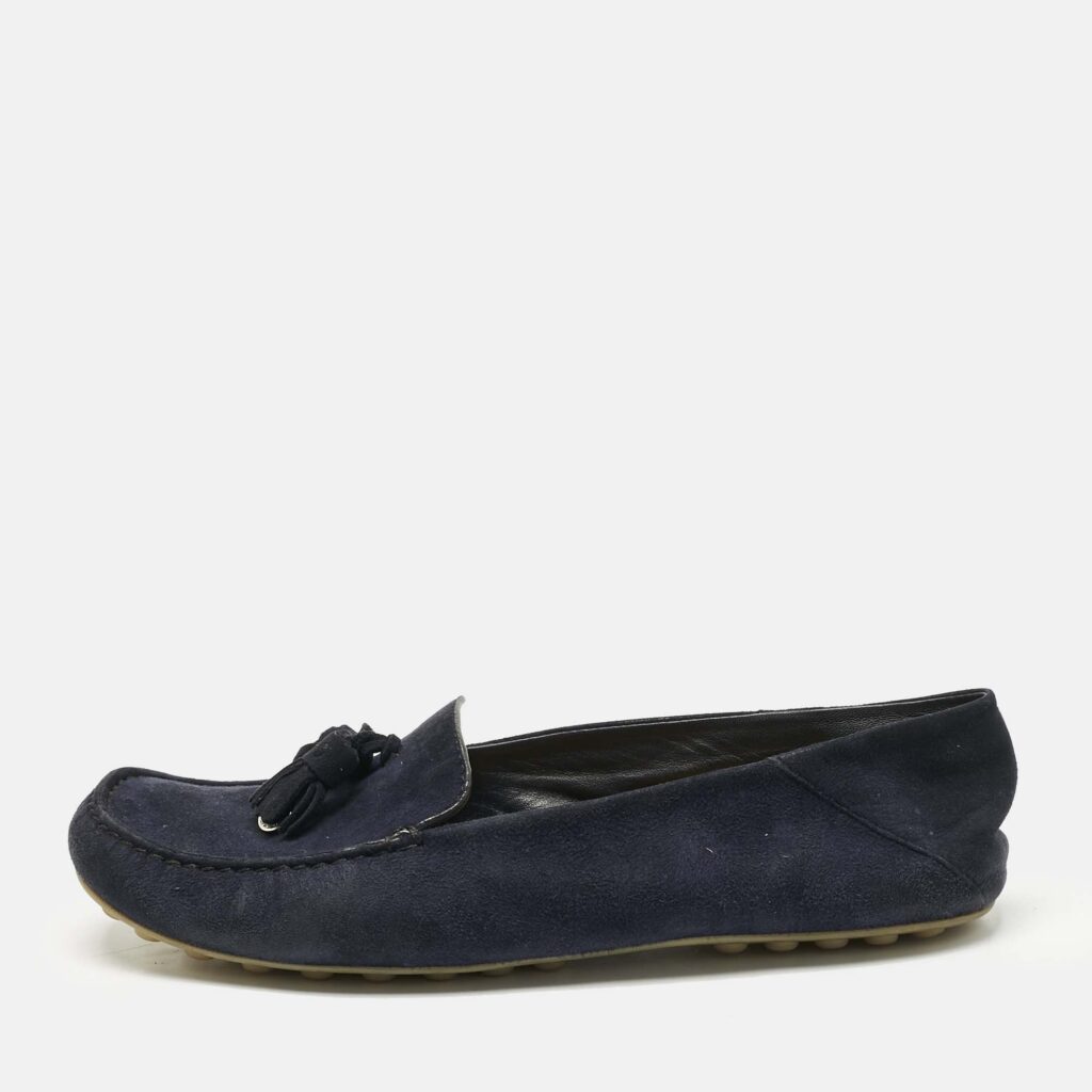 Loro Piana Navy Blue Suede Tassel Dot Sole Walk Slip On Loafers Size 39.5 Loro Piana Navy Blue Suede Tassel Dot Sole Walk Slip On Loafers Size 39.5