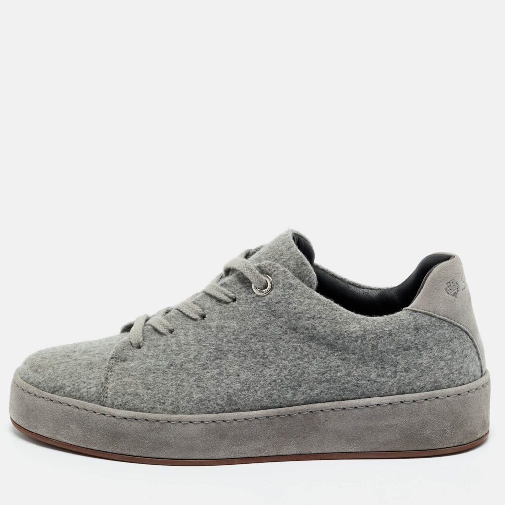 Loro Piana Grey Shearling and Suede Nuages Lace Up Sneakers Size 37 Loro Piana Grey Shearling and Suede Nuages Lace Up Sneakers Size 37