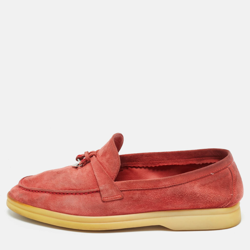 Loro Piana Red Suede Summer Charms Walk Loafers Size 37.5 Loro Piana Red Suede Summer Charms Walk Loafers Size 37.5