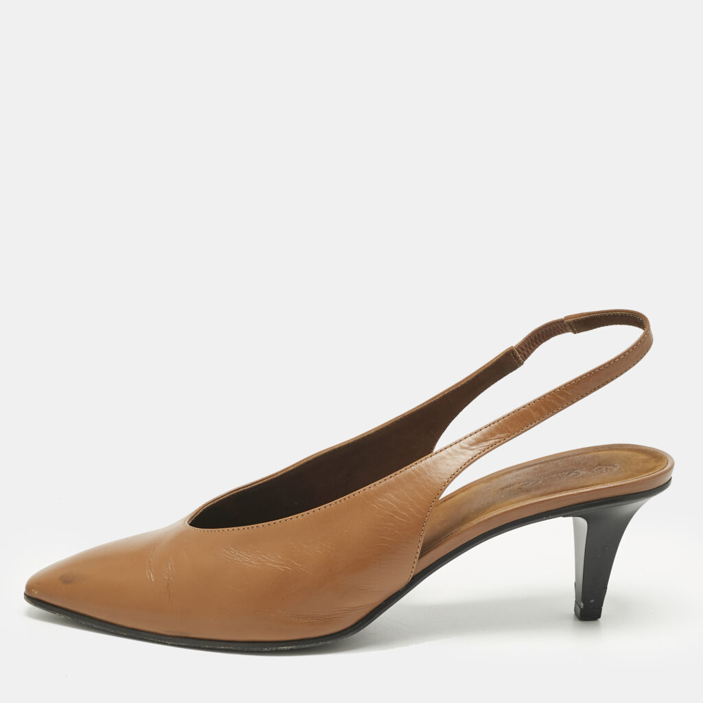 Loro Piana Brown Leather Rebecca Slingback Pumps Size 40 Loro Piana Brown Leather Rebecca Slingback Pumps Size 40