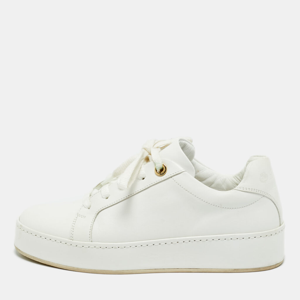luxury-women-loro-piana-used-shoes-p1245372-001.jpg Loro Piana White Leather Nuages Lace Up Sneakers Size 36