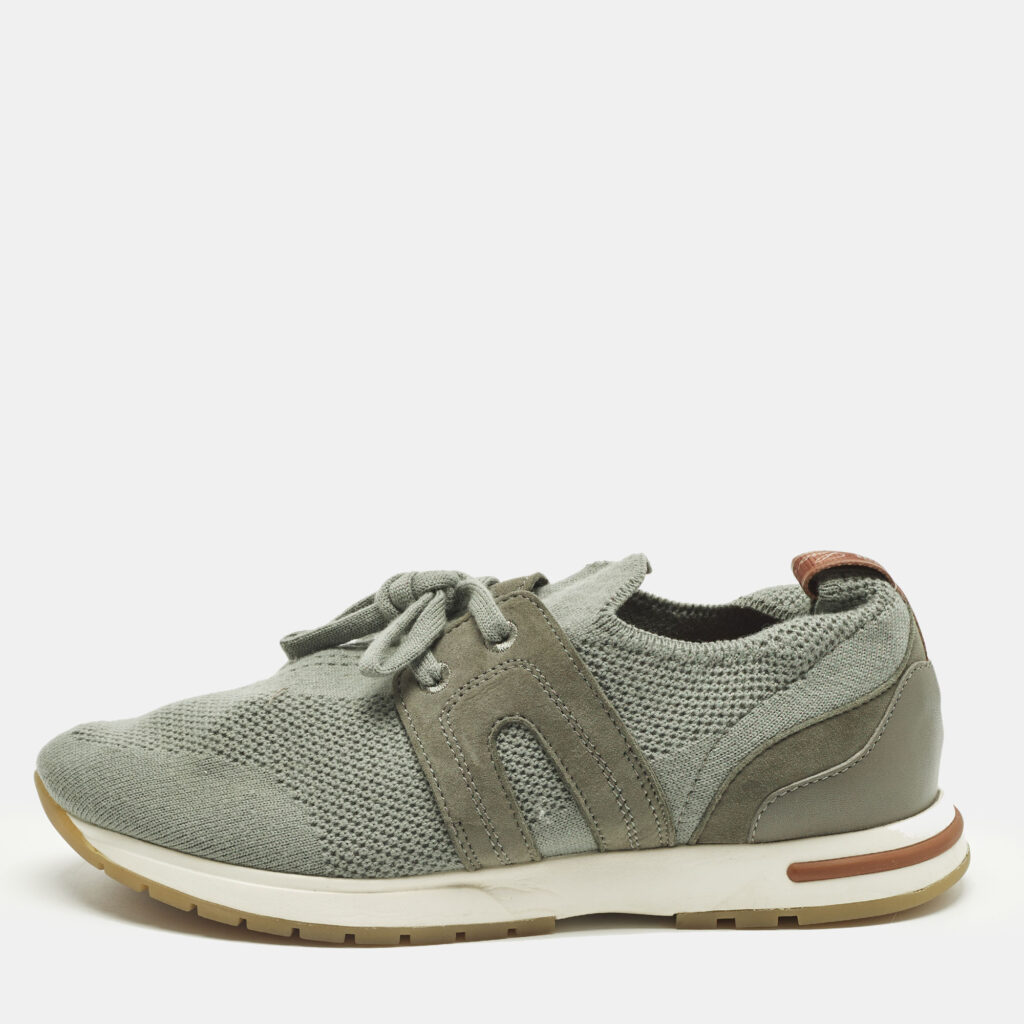 luxury-women-loro-piana-used-shoes-p1246157-002-1.jpg Loro Piana 360 LP Flexy Walk Size 36 Grey Knit Fabric Lace Up Sneakers