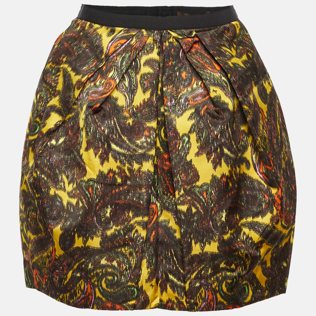 Louis Vuitton Multicolor Printed Sateen Pleated Waist Detail Mini Skirt M Louis Vuitton Multicolor Printed Sateen Pleated Waist Detail Mini Skirt M