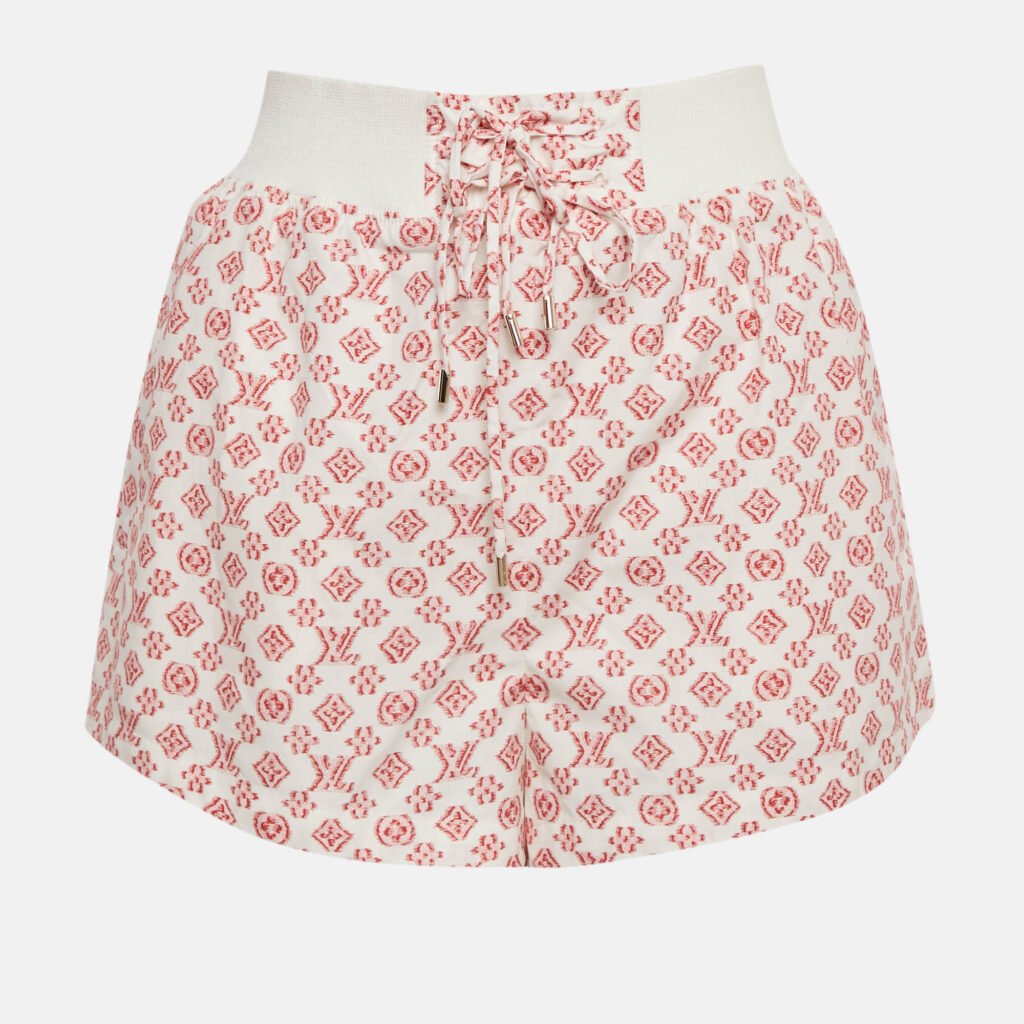 Louis Vuitton White Monogram Print Cotton Mini Shorts S