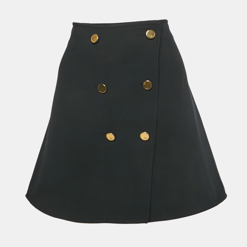 Louis Vuitton Black Wool Button Detail Mini Skirt M Louis Vuitton Black Wool Button Detail Mini Skirt M