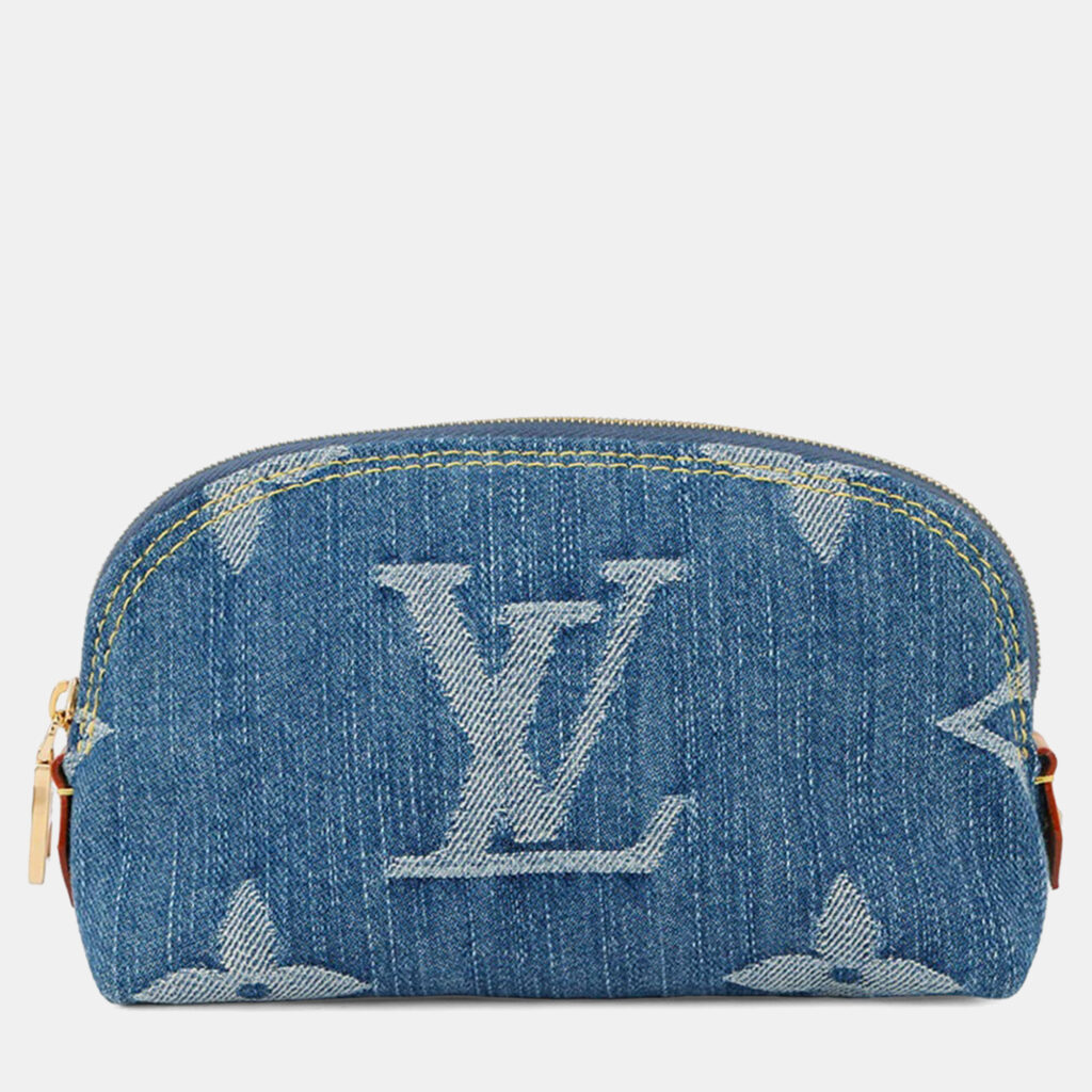 Louis Vuitton Pochette Cosmetic Blue Monogramdenim Size PM