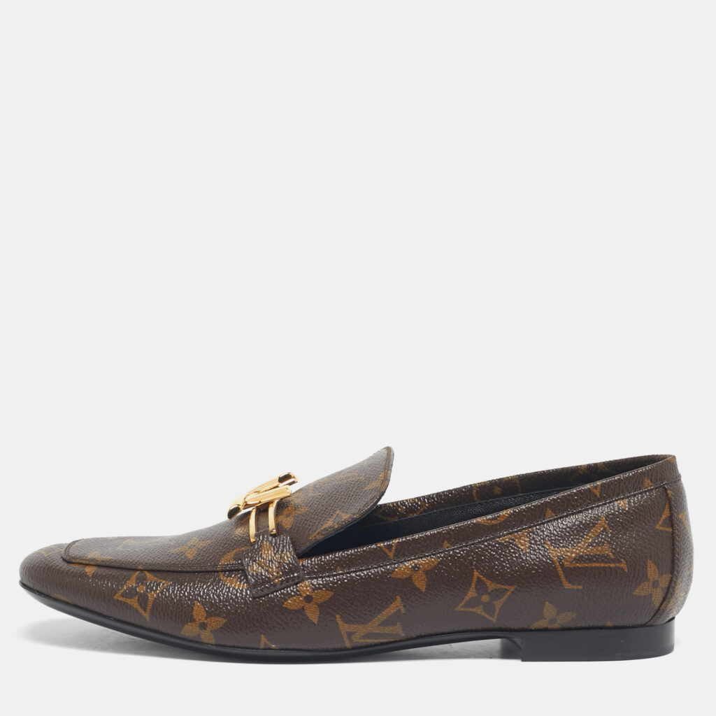 Louis Vuitton Brown Coated Canvas Upper Case Loafers Size 38.5 Louis Vuitton Brown Coated Canvas Upper Case Loafers Size 38.5