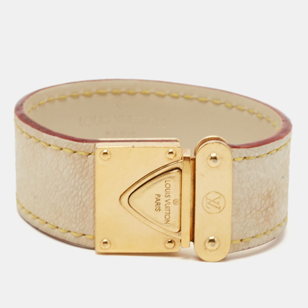Louis Vuitton Koala Leather Gold Tone Bracelet S Louis Vuitton Koala Leather Gold Tone Bracelet S