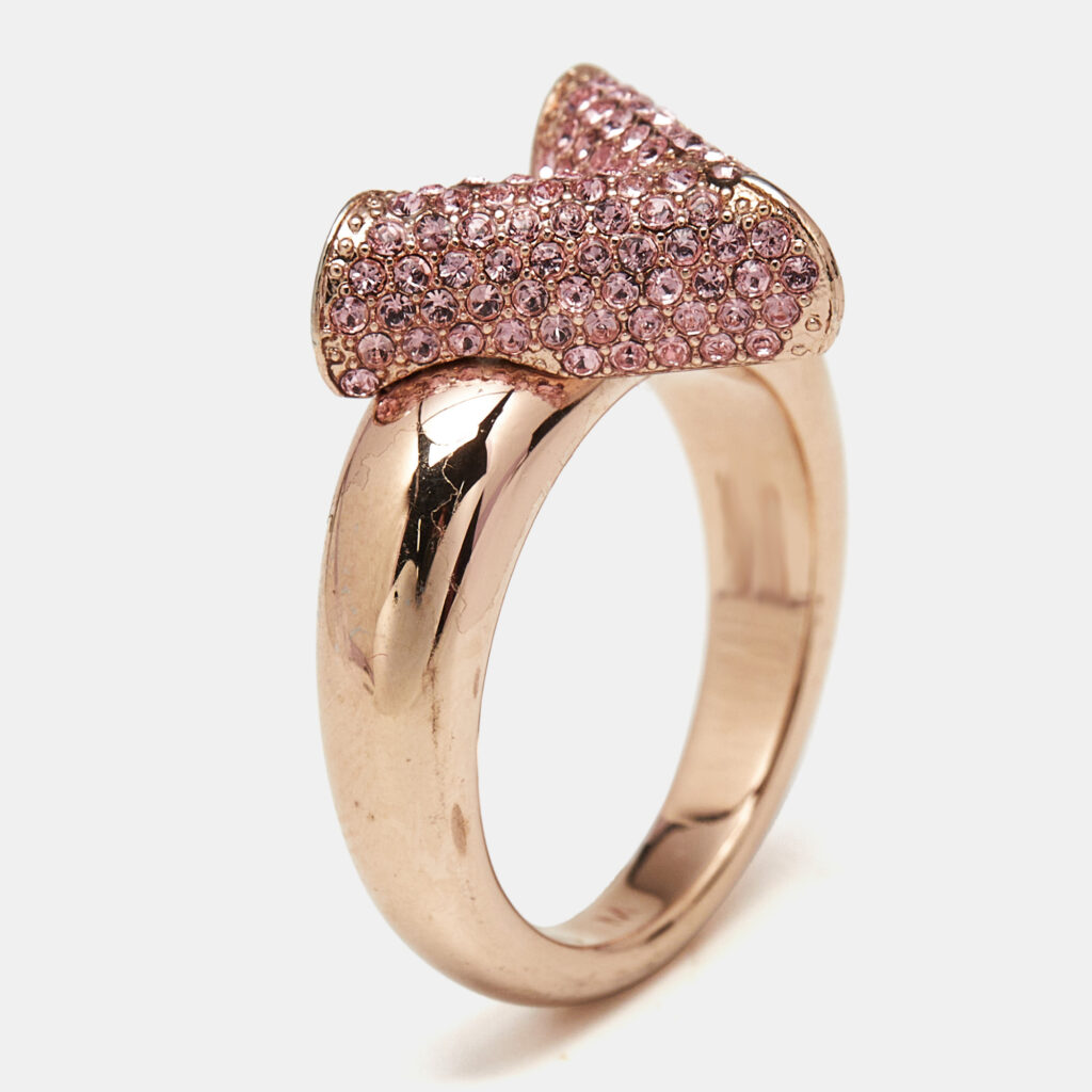 Louis Vuitton Essential V Crystals Rose GOld Tone Ring Size 53 Louis Vuitton Essential V Crystals Rose GOld Tone Ring Size 53