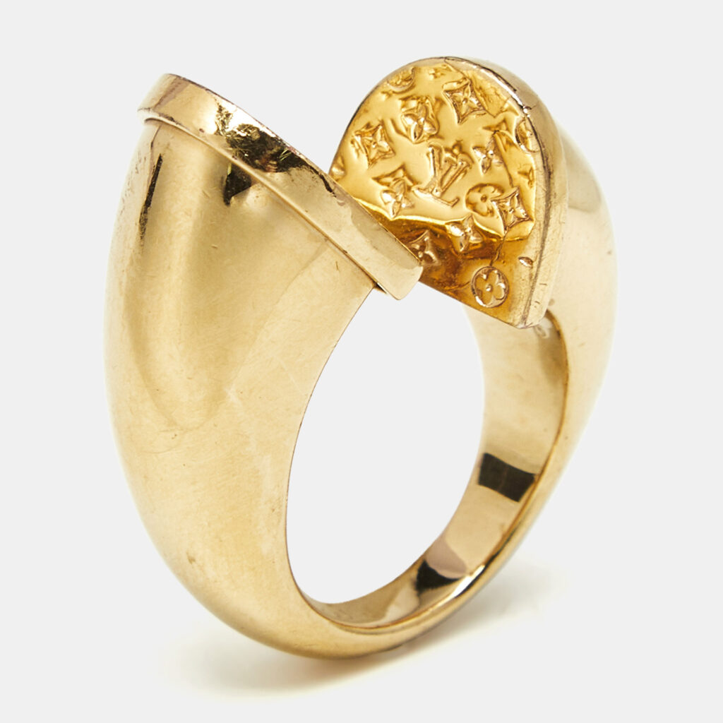 Louis Vuitton Monogram Gold Tone Ring Size 53 Louis Vuitton Monogram Gold Tone Ring Size 53