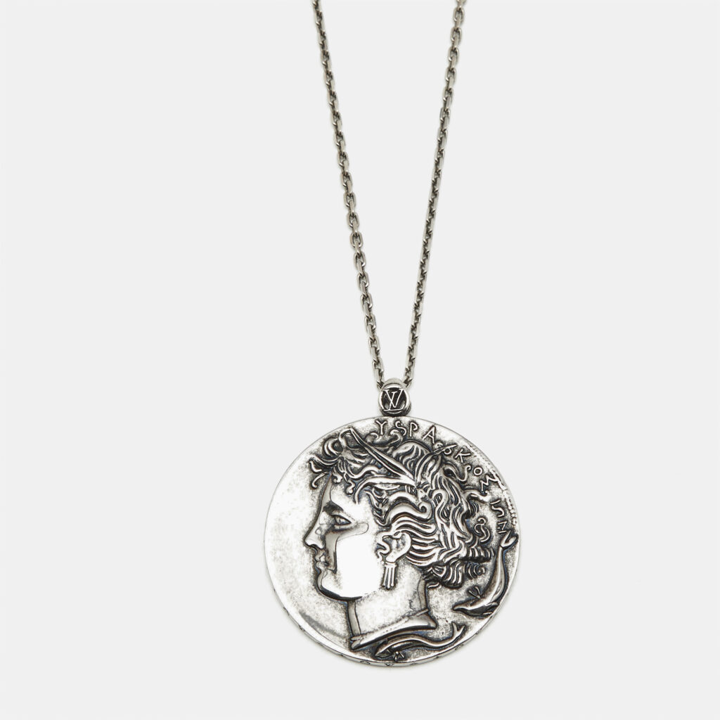 Louis Vuitton Cameo Silver Tone Long Neckalce Louis Vuitton Cameo Silver Tone Long Neckalce