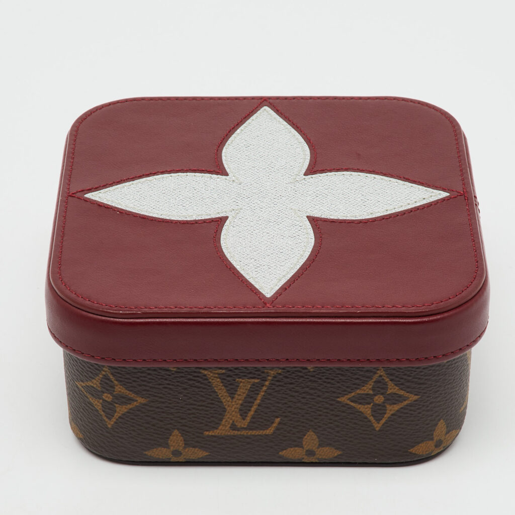 Louis Vuitton Burgundy Leather and Monogram Canvas Boite Clarins PM Jewelry Case