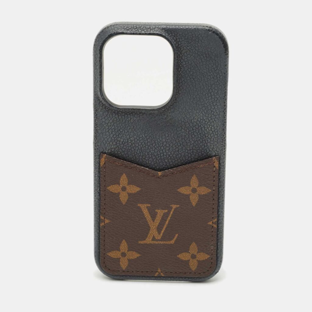 Louis Vuitton Black Leather and Monogram Canvas iPhone 12 Pro Cover Louis Vuitton Black Leather and Monogram Canvas iPhone 12 Pro Cover