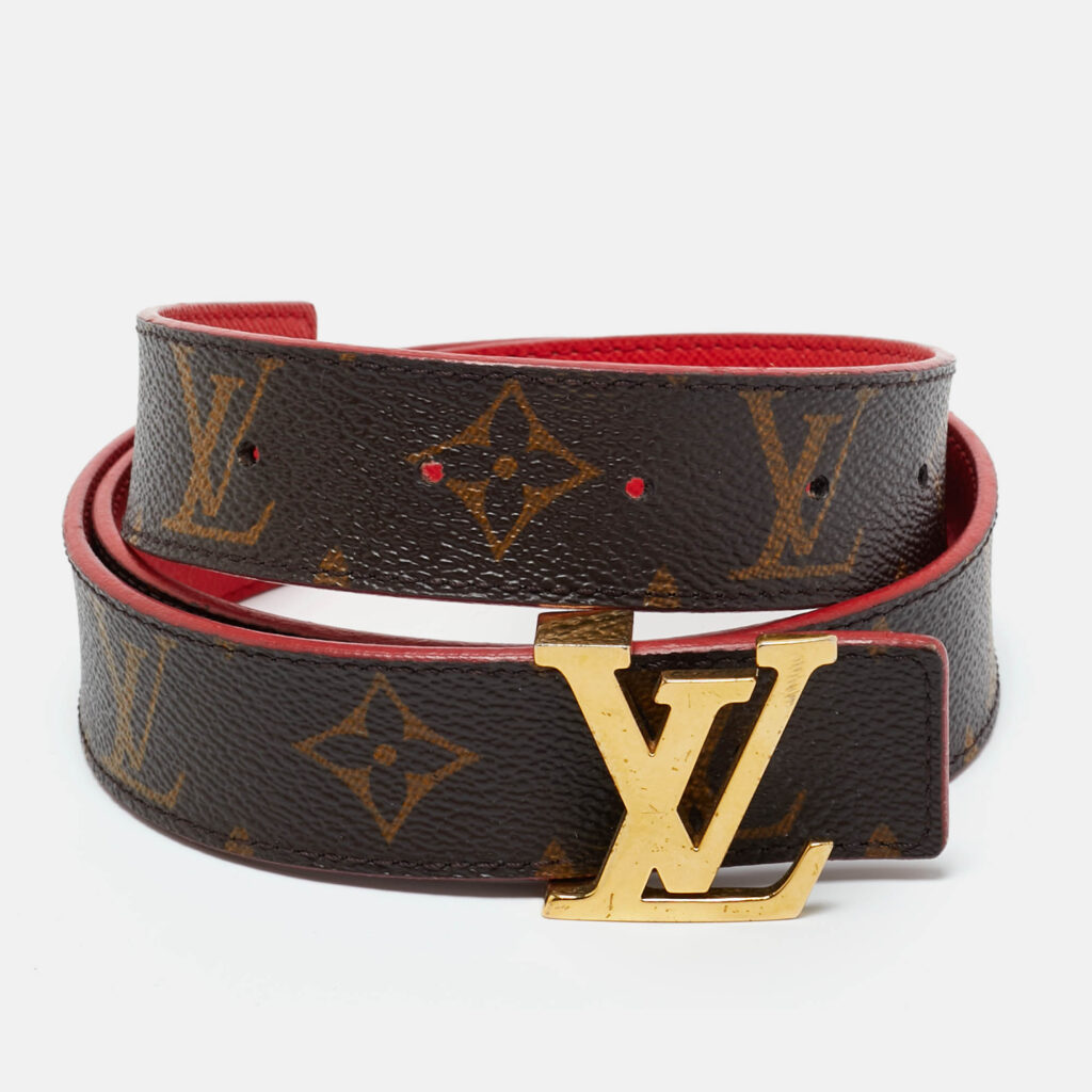 Louis Vuitton Red Monogram Canvas LV Initiales Belt 75CM Louis Vuitton Red Monogram Canvas LV Initiales Belt 75CM