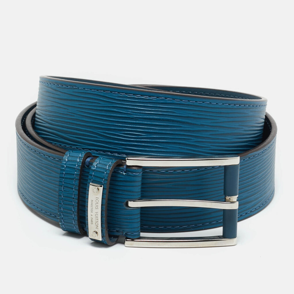 Louis Vuitton Cyan Epi Leather Buckle Belt 95CM Louis Vuitton Cyan Epi Leather Buckle Belt 95CM