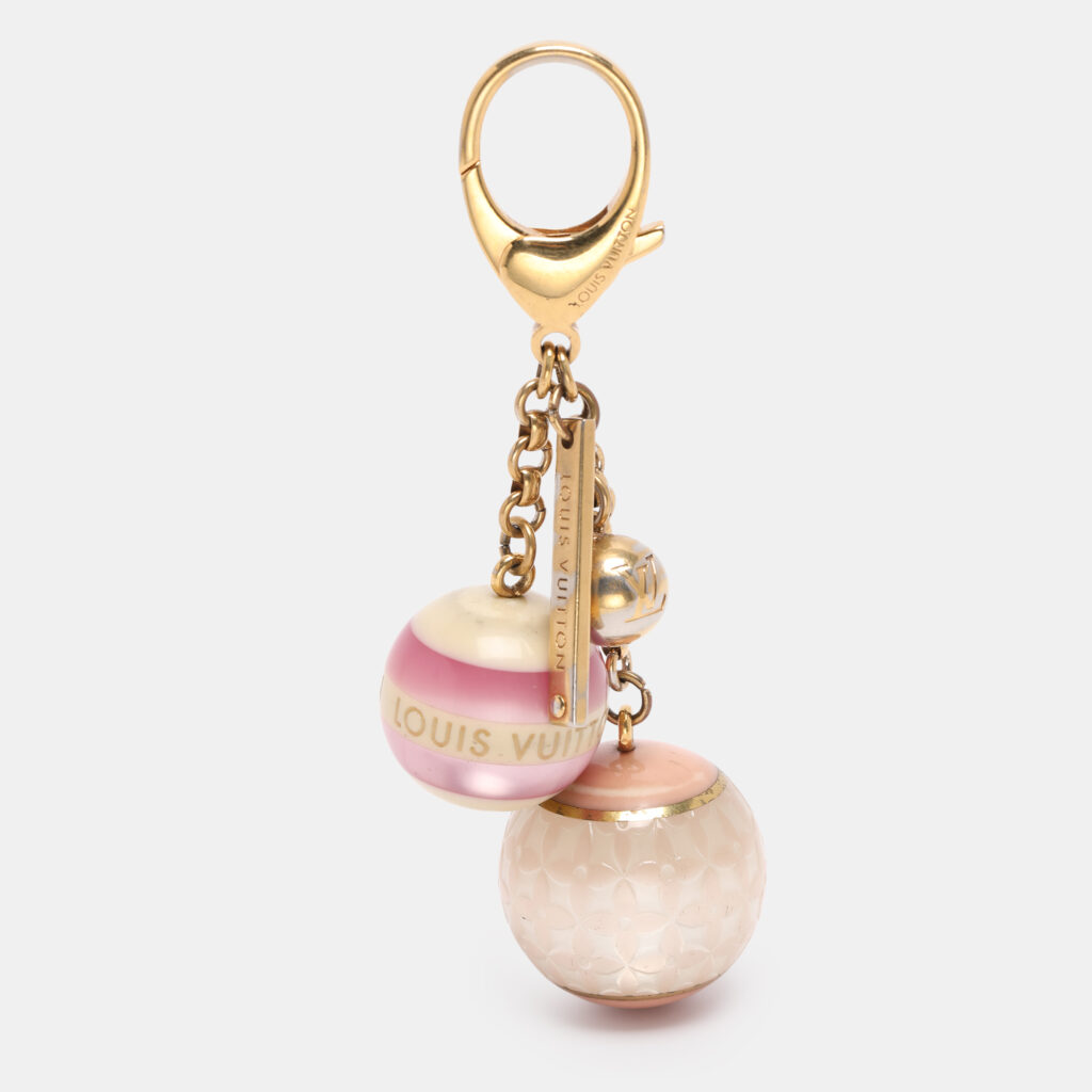 Louis Vuitton Pink Resin Monogram Mini Lin Key Holder and Bag Charm Louis Vuitton Pink Resin Monogram Mini Lin Key Holder and Bag Charm