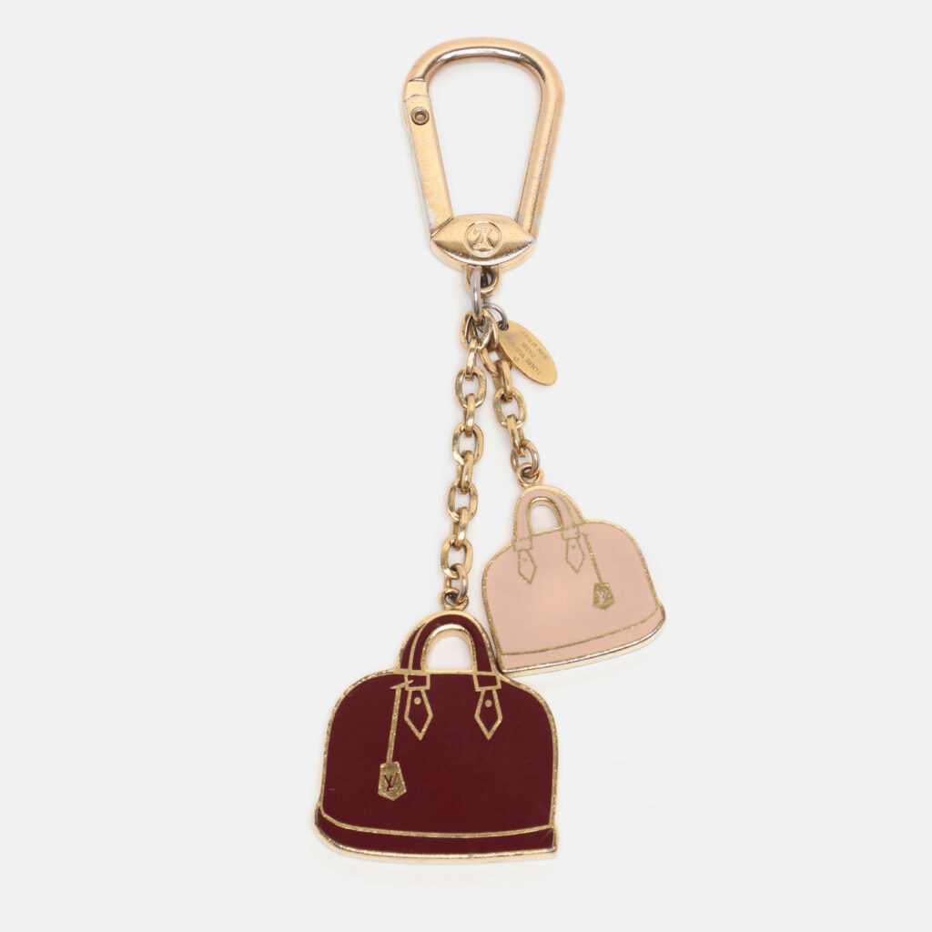 Louis Vuitton Burgundy/Pink Gold Tone Iconic Alma Bag Charm and Key Chain Louis Vuitton Burgundy/Pink Gold Tone Iconic Alma Bag Charm and Key Chain