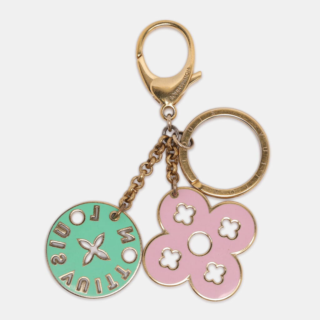 Louis Vuitton Looping Enamel Gold Tone Key Ring Louis Vuitton Looping Enamel Gold Tone Key Ring