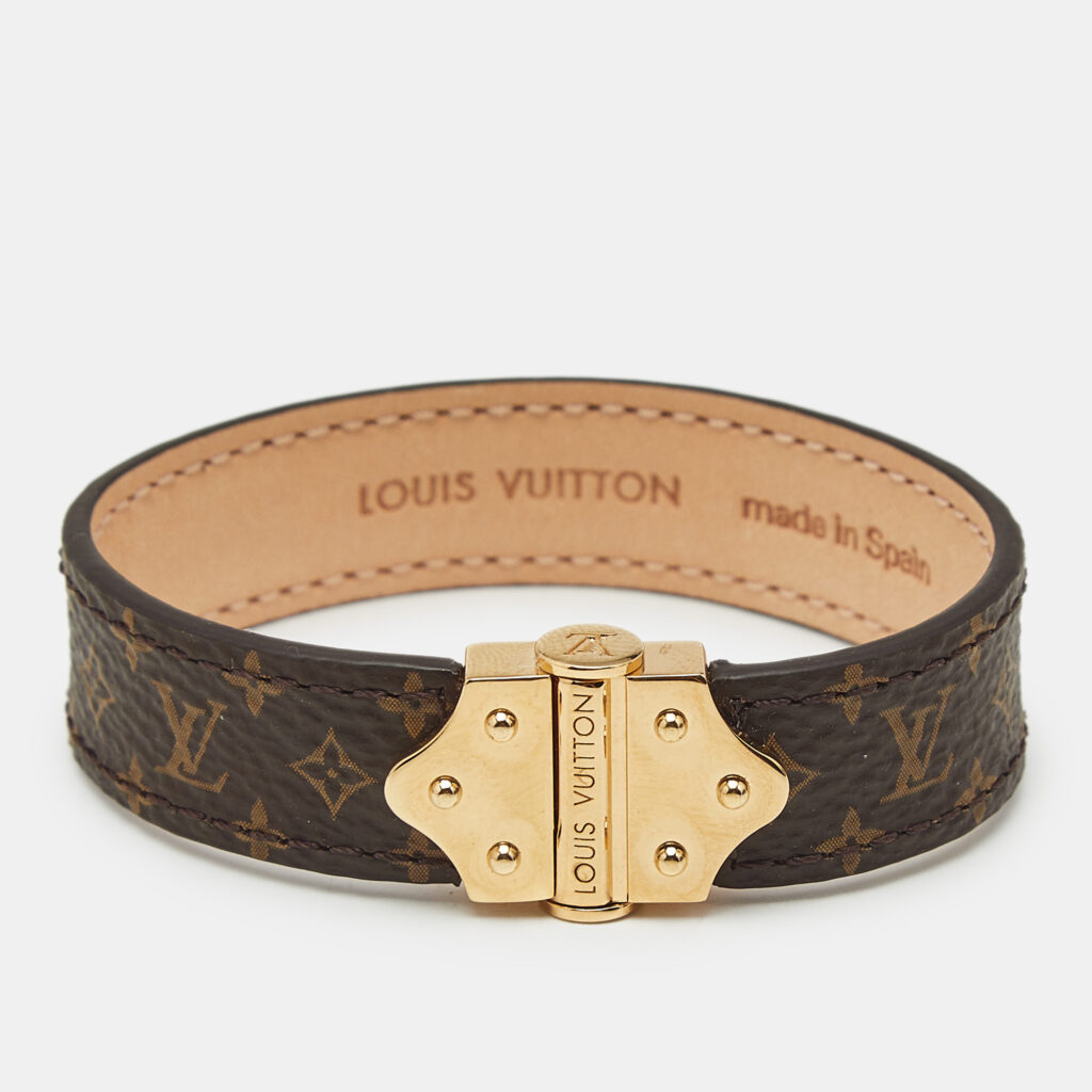 Louis Vuitton Nano Monogram Canvas Gold Tone Spirit Bracelet Louis Vuitton Nano Monogram Canvas Gold Tone Spirit Bracelet