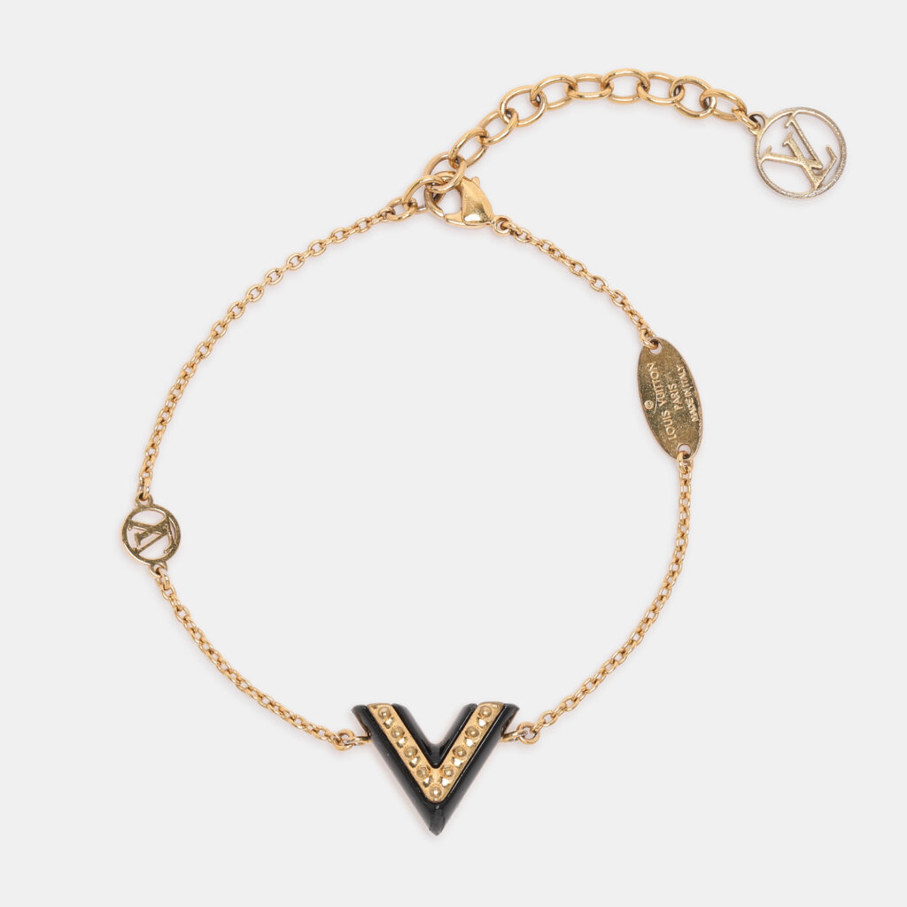 Louis Vuitton Essential V Lacquer Gold Tone Bracelet Louis Vuitton Essential V Lacquer Gold Tone Bracelet