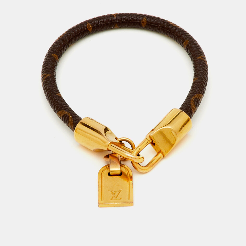 Louis Vuitton Monogram Luck It Brown Canvas Gold Tone Charm Bracelet Louis Vuitton Monogram Luck It Brown Canvas Gold Tone Charm Bracelet