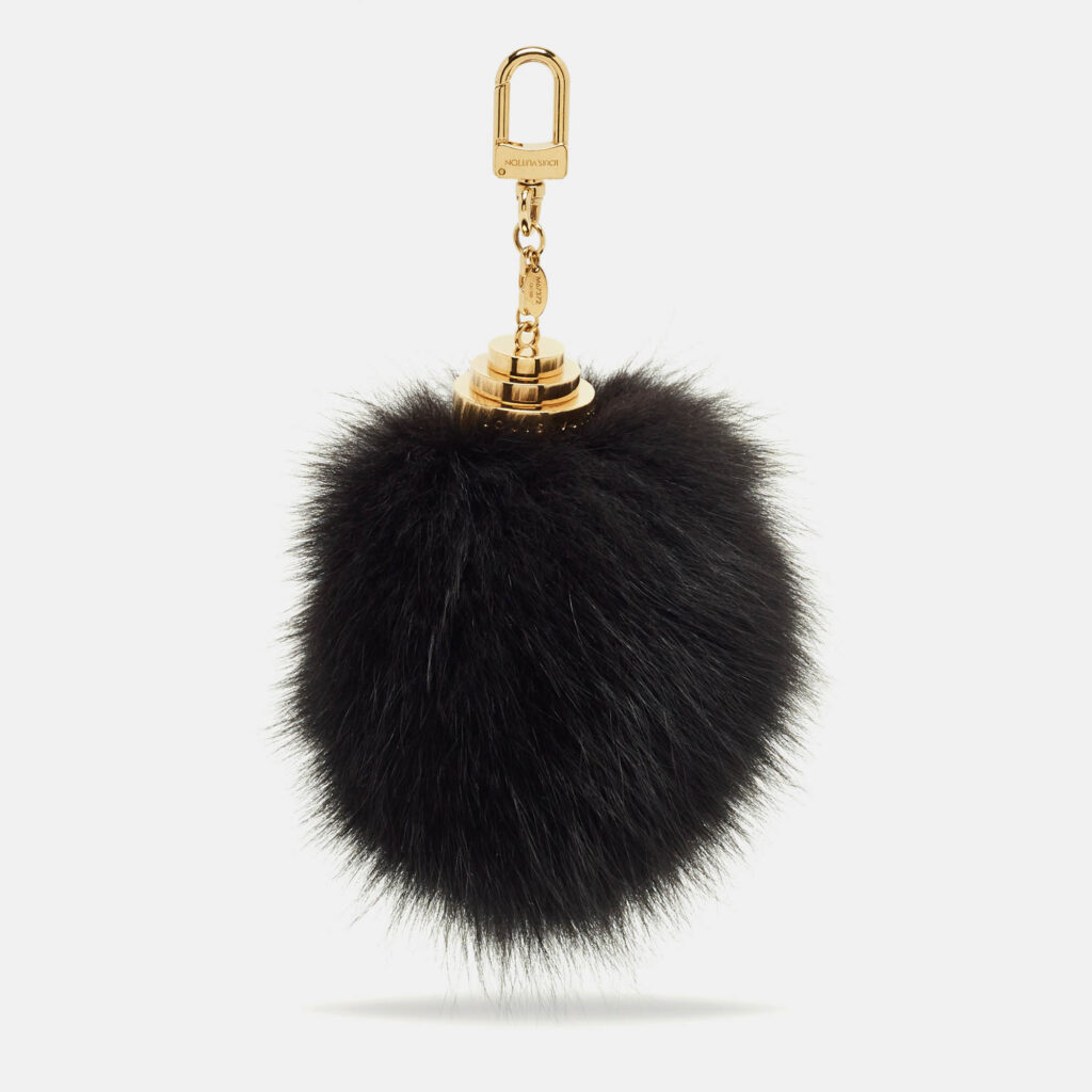Louis Vuitton Black Mink Fur Fuzzy Bubble Bag Charm